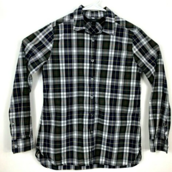 J Crew Size 2 Button Front Long Sleeve Plaid - Picture 1 of 6